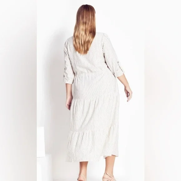 Refinity Crete Stripe Dress - stone - Picture 2 of 10